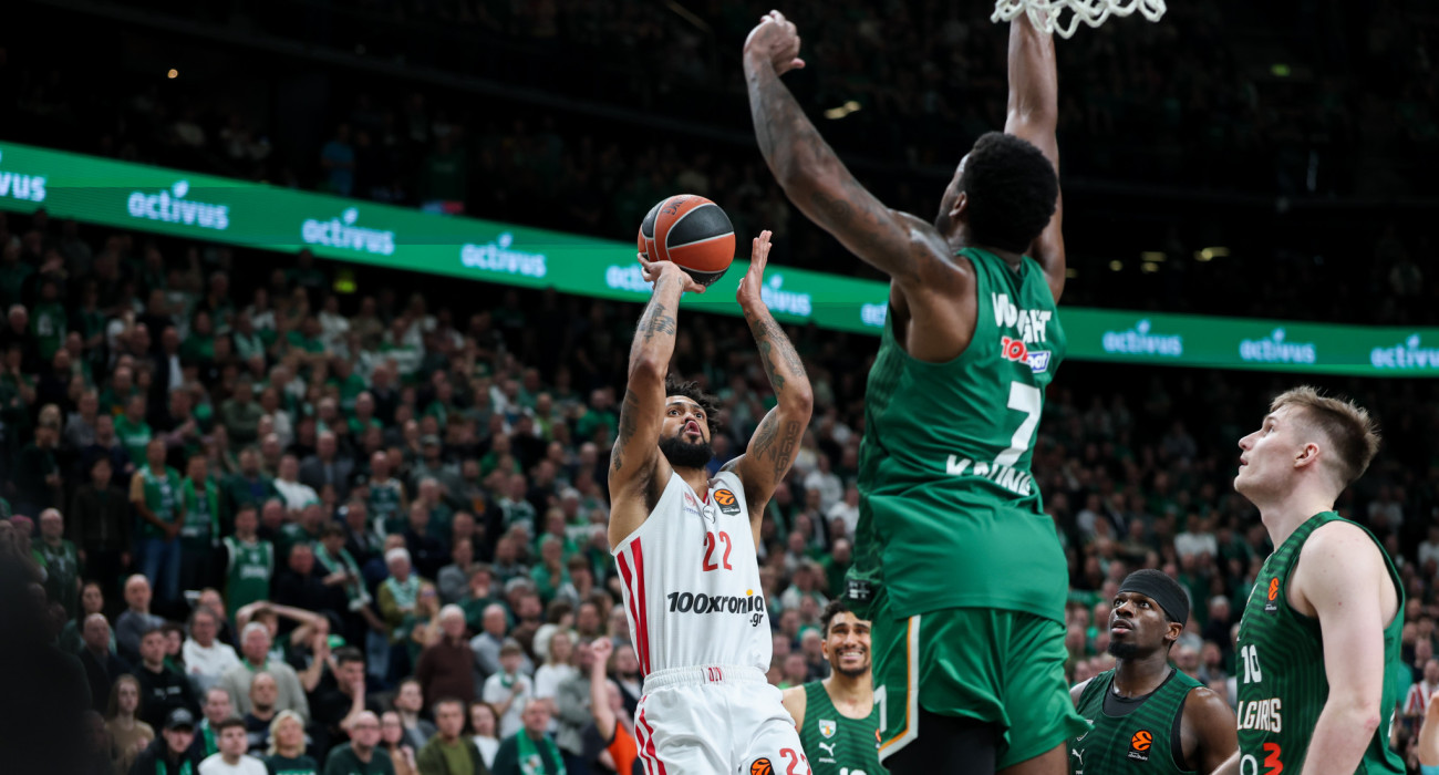 Στιγμιότυπο από το παιχνίδι ανάμεσα σε Ολυμπιακό και Ζαλγκίρις Κάουνας, Πηγή: Eurokinissi