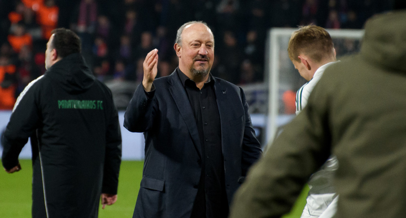 Ο Ράφα Μπενίτεθ περιχαρής μετά τη πρόκριση του Παναθηναϊκού / Πηγή: Eurokinissi