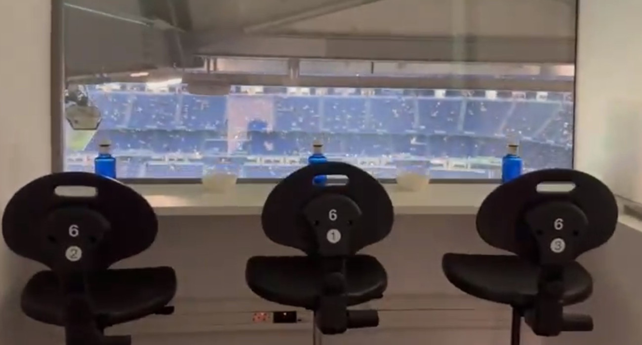 Ο χώρος από τον οποίο ο Μουρίνιο παρακολουθεί το Ρεάλ Μαδρίτης-Μπενφίκα / Screenshot