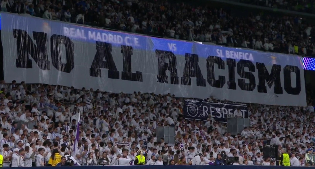 Πανό κατά του ρατσισμού στο Ρεάλ Μαδρίτης-Μπενφίκα / Screenshot