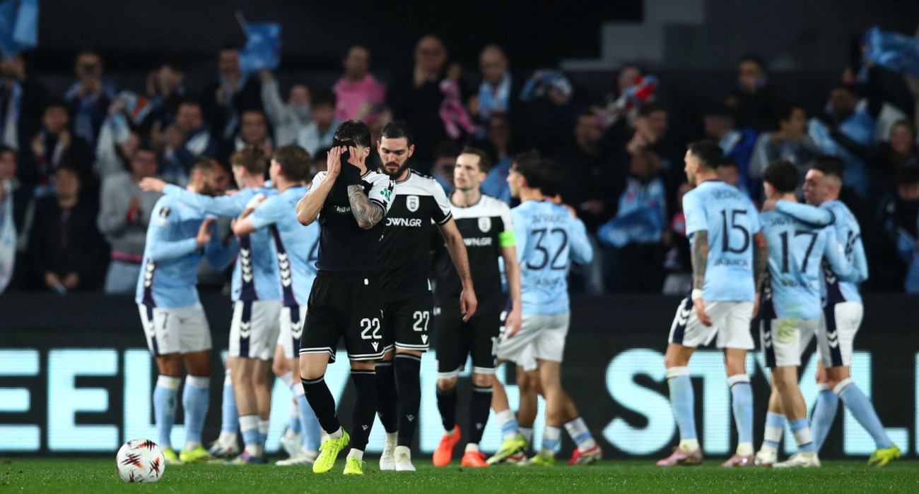 Οι ποδοσφαιριστές της Θέλτα πανηγυρίζουν το γκολ σε βάρος του ΠΑΟΚ / Πηγή: Eurokinissi