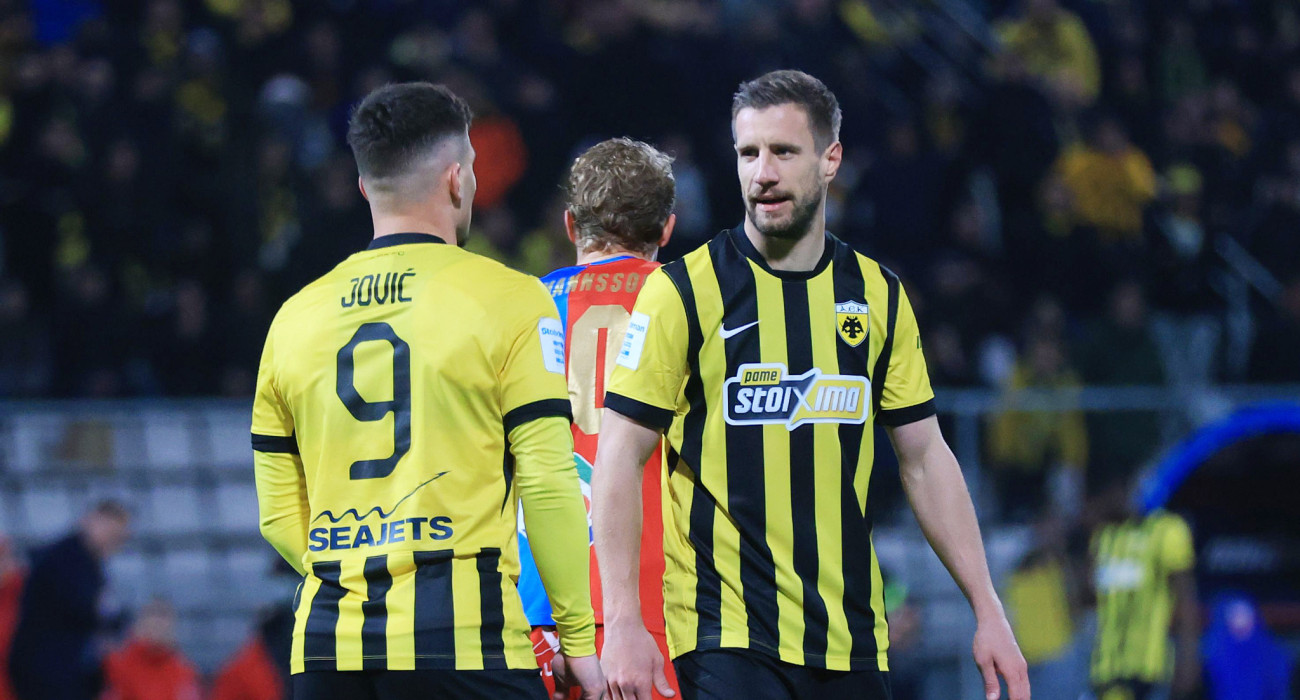 Μπαρνάμπας Βάργκα και Λούκα Γιόβιτς σε αγώνα της ΑΕΚ / Πηγή: Intime