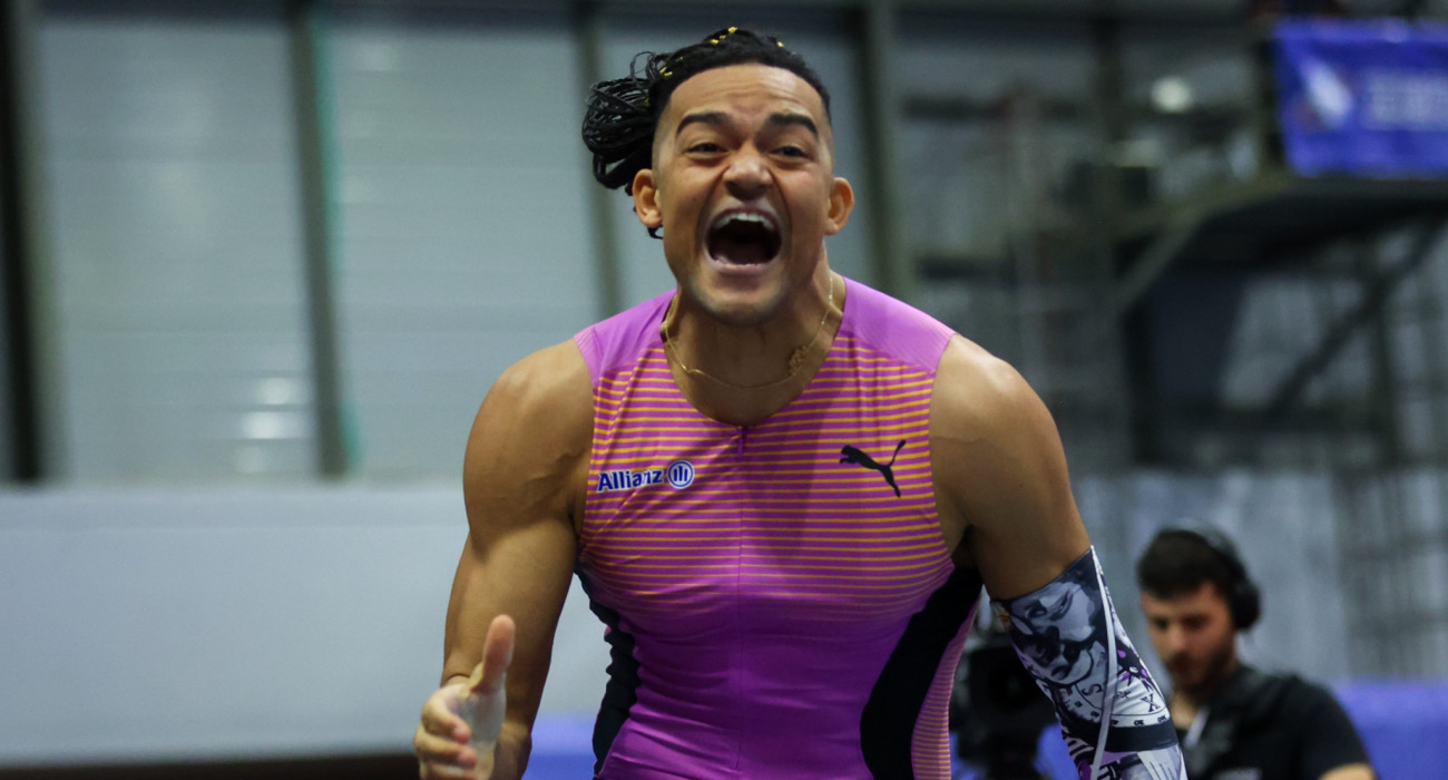 Ο Εμμανουήλ Καραλής πανηγυρίζει μετά από το 6.17μ στην Παιανία / Πηγή: Eurokinissi