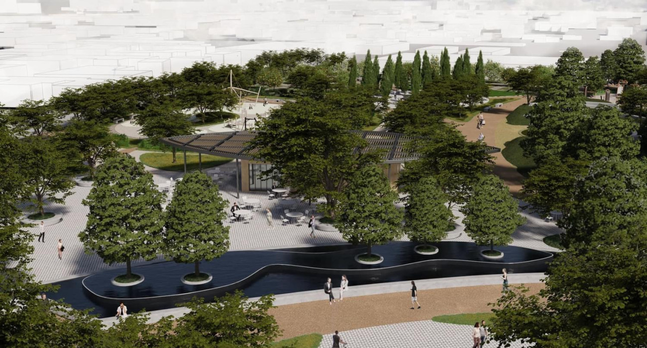 Η μακέτα με το πως θα διαμορφωθεί συνολικά η περιοχή γύρω απ' το νέο γήπεδο του Παναθηναϊκού στον Βοτανικό