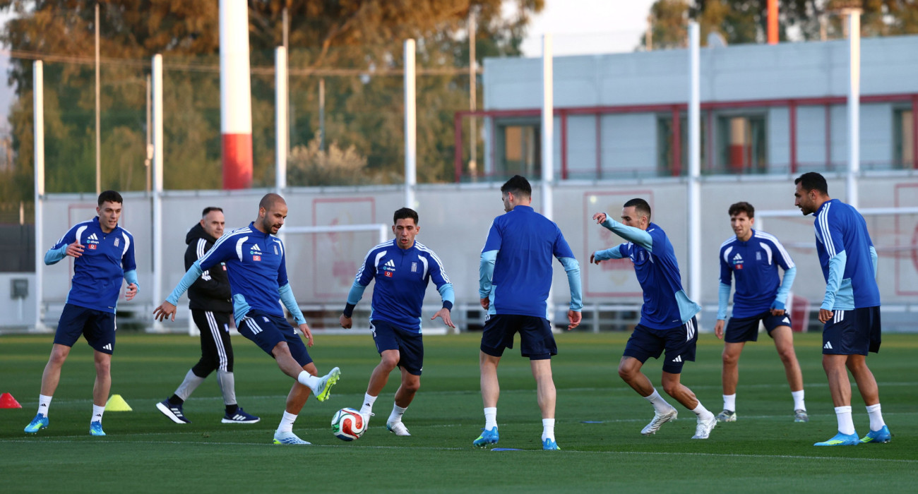 Στιγμιότυπο από την προπόνηση της Εθνικής Ελλάδας / Πηγή: Intime