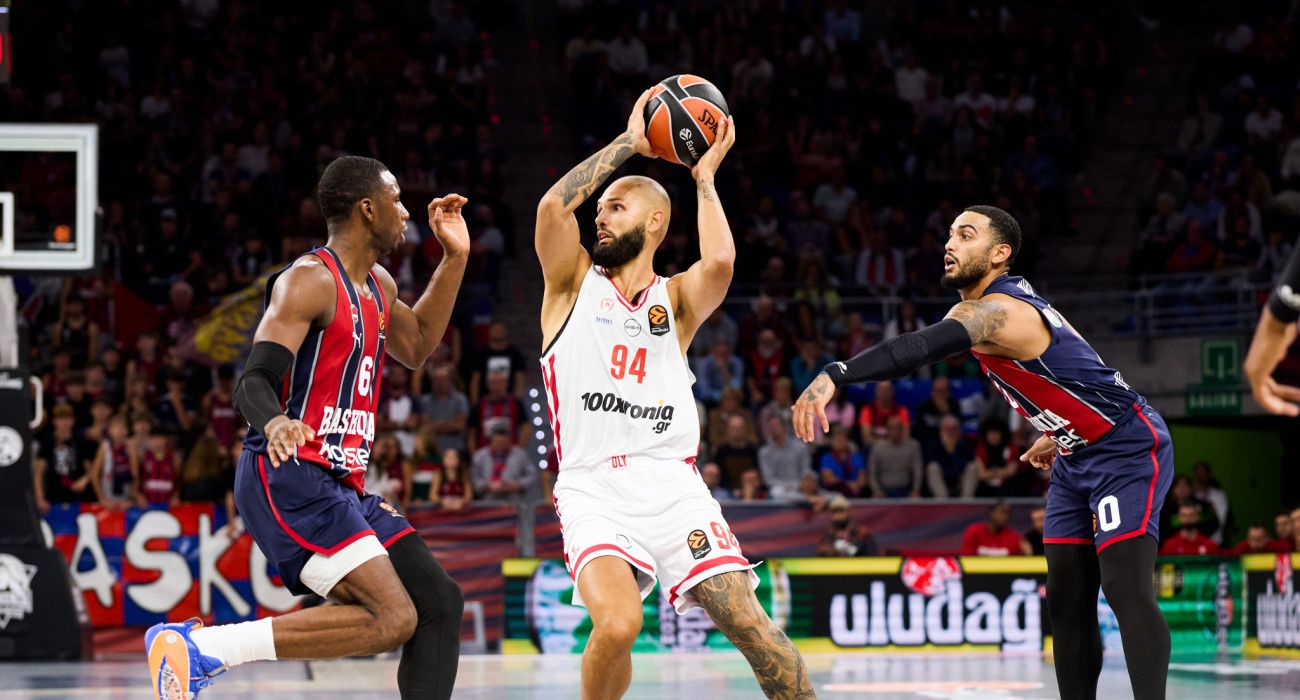 Στιγμιότυπο από το παιχνίδι της Μπασκόνια με τον Ολυμπιακό, Πηγή: Eurokinissi