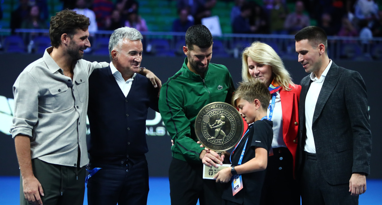 Ο Νόβακ Τζόκοβιτς πανηγύρισε με την οικογένειά του την κατάκτηση του Hellenic Championship/Πηγ΄ή: Eurokinissi