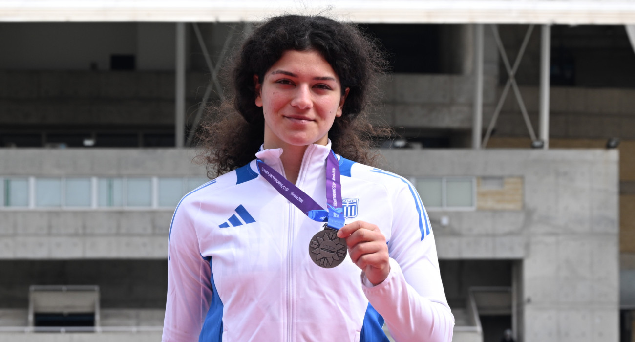 Η Μαρία Ραφαηλίδου στο βάθρο του Ευρωπαϊκού Κυπέλλου ρίψεων / Πηγή: Eurokinissi