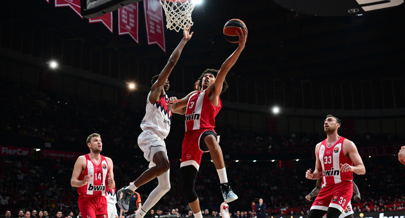 Στιγμιότυπο από το παιχνίδι ανάμεσα σε Ολυμπιακό και Μπασκόνια, Πηγή: Eurokinissi
