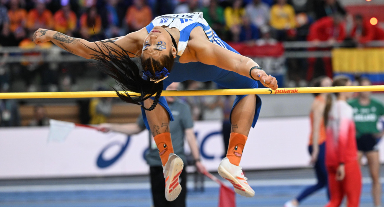 H Αναστασία Ντραγκομίροβα σε άλμα της στο ύψος στο Παγκόσμιο του Τόρουν / Πηγή: Eurokinissi