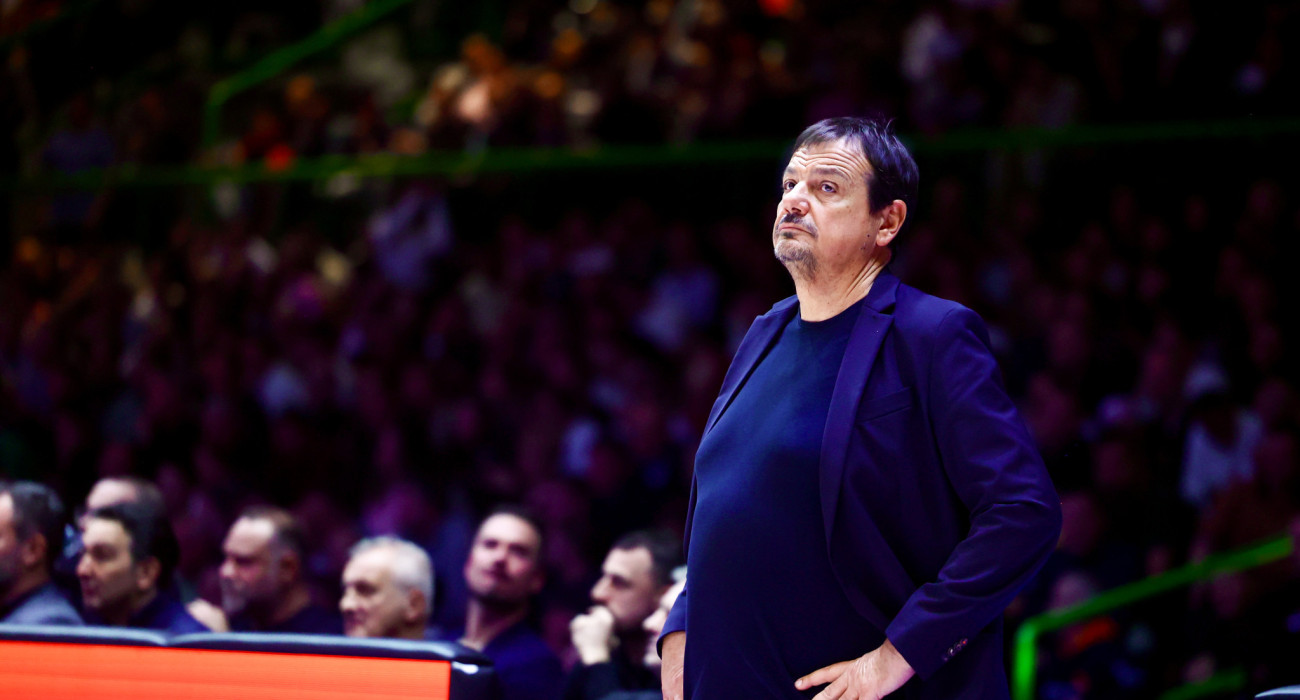 Ο κόουτς Εργκίν Αταμάν του Παναθηναϊκού στην Zetra Arena / Πηγή: Eurokinissi