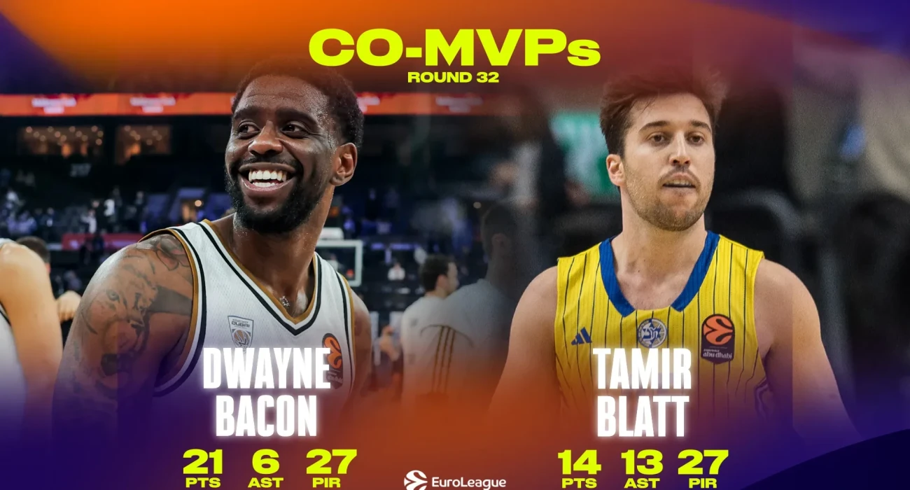 Ο Ντουέιν Μπέικον και ο Ταμίρ Μπλατ ήταν οι δύο πολυτιμότεροι παίκτες την 32η αγωνιστική της EuroLeague/Πηγή: Euroleaguebasketball.net