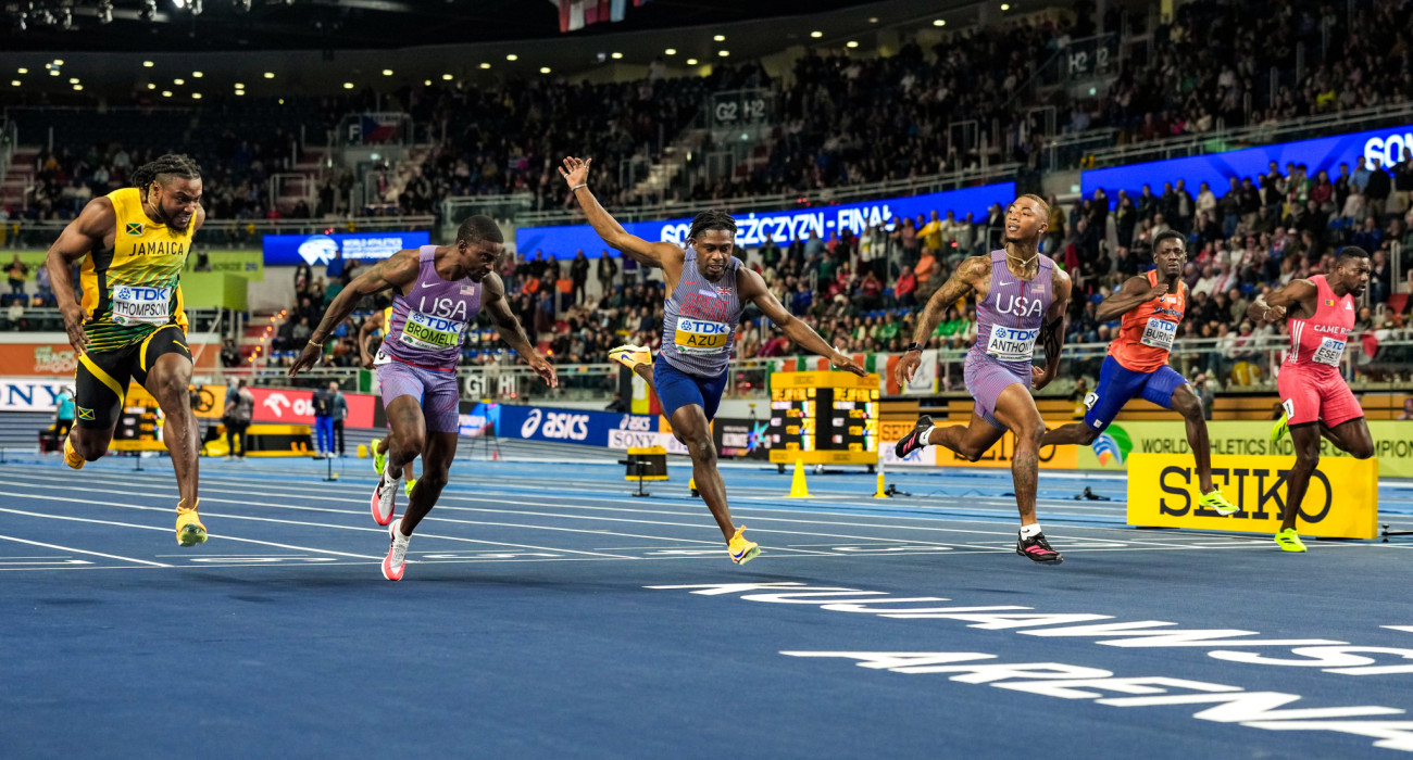 O τερματισμός στον τελικό των 60μ ανδρών στο Παγκόσμιο του Τόρουν / Πηγή: Dan Vernon for World Athletics