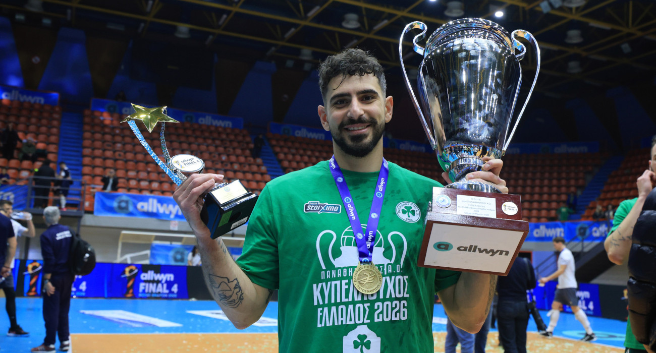 Ο MVP του τελικού του Κυπέλλου Ελλάδας και αρχηγός του Παναθηναϊκού Θανάσης Πρωτοψάλτης