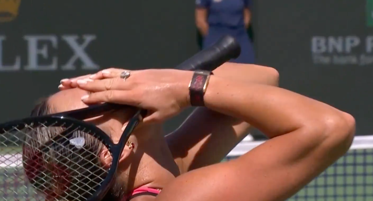 Η Αρίνα Σαμπαλένκα αμέσως μετά τον τελευταίο πόντο / Screenshot