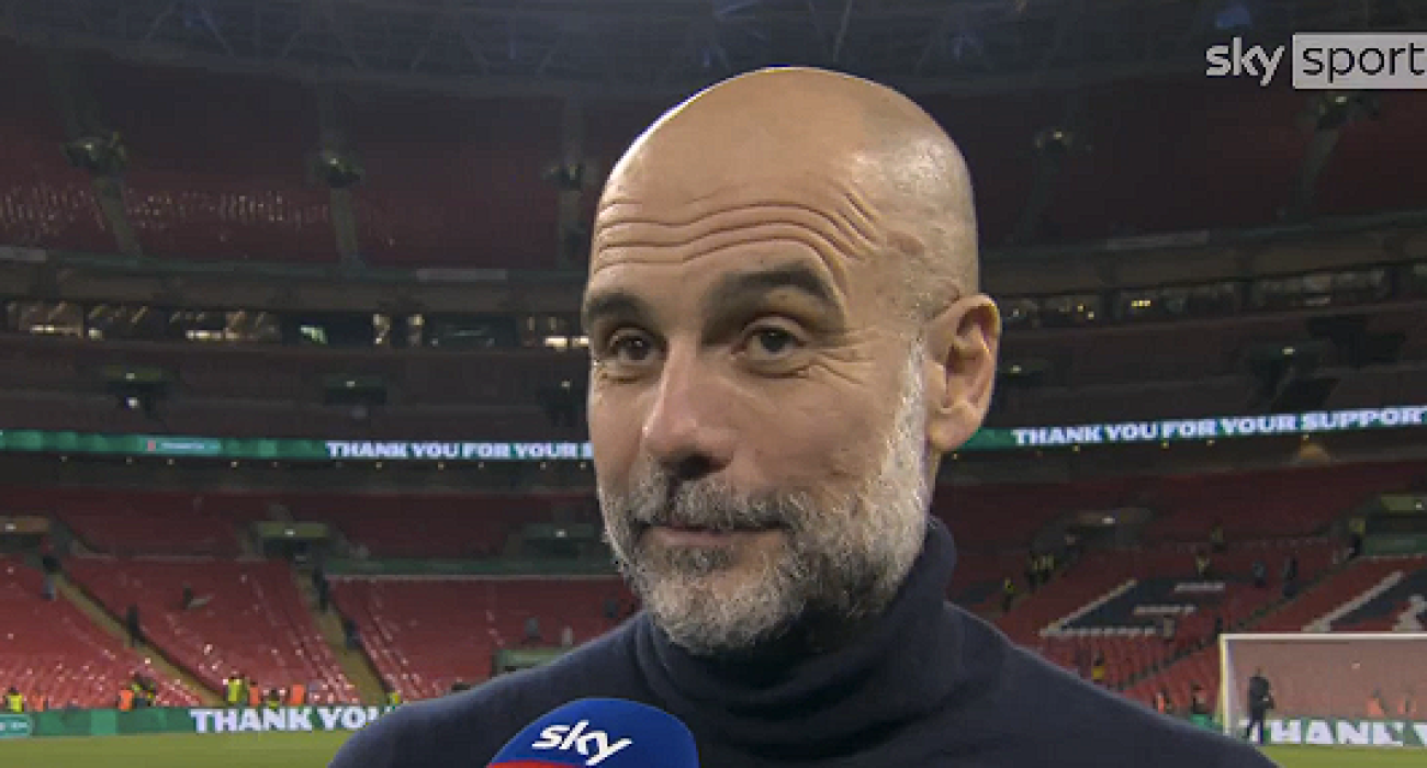 Ο Πεπ Γκουαρδιόλα μετά την κατάκτηση του Carabao Cup / Screenshot