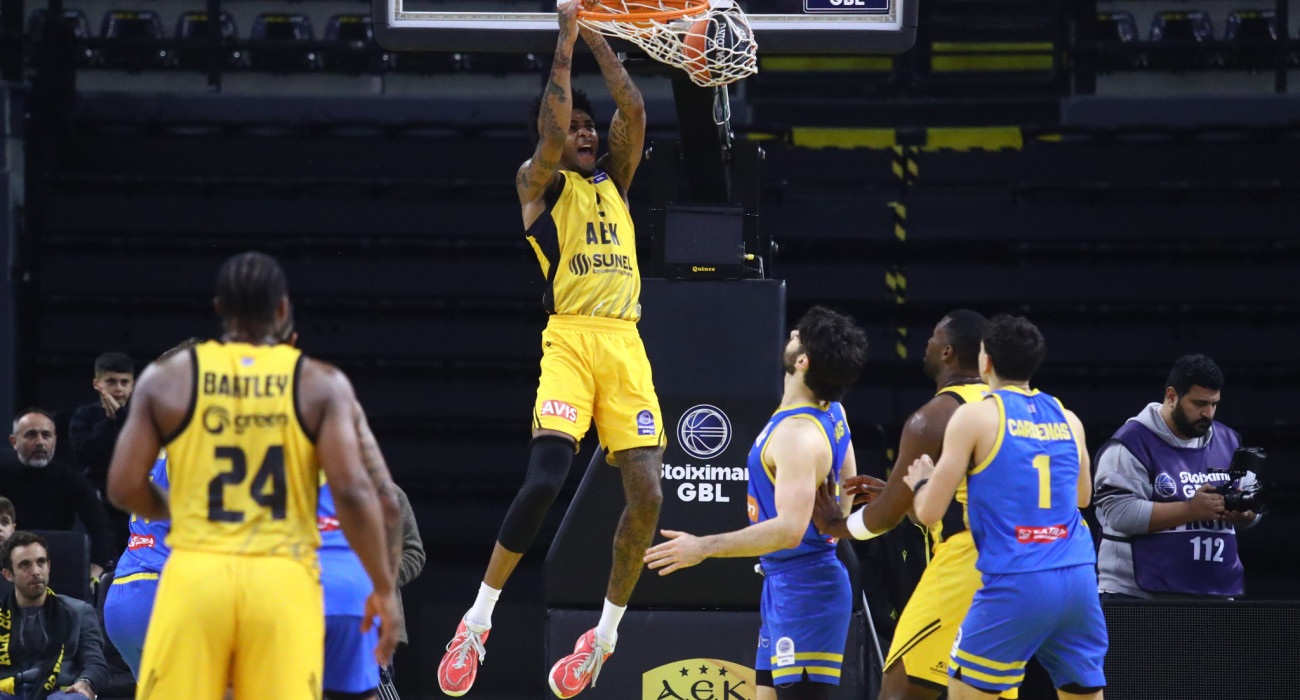 Στιγμιότυπο από το παιχνίδι ανάμεσα σε ΑΕΚ και Περιστέρι, Πηγή: Eurokinissi