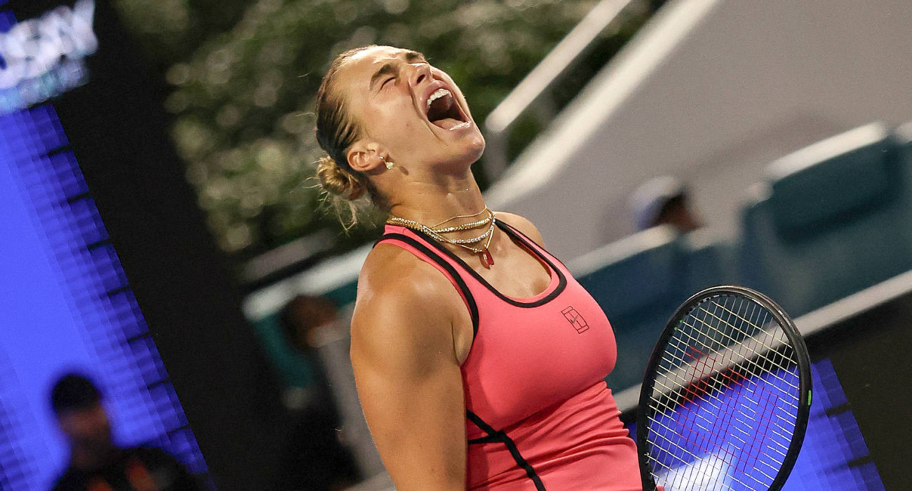 Η Αρίνα Σαμπαλένκα πανηγυρίζει πόντο της στο Μαϊάμι / Πηγή: IMAGO / PsnewZ