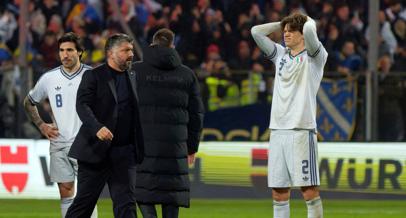 Απογοητευμένοι οι παίκτες της Ιταλίας και ο Γκατούζο/ Πηγή: Imago