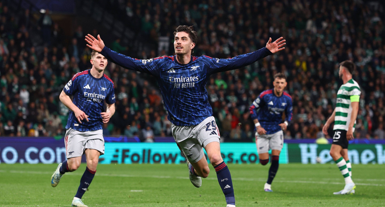 Ο Κάι Χάβερτζ πανηγυρίζει στο Σπόρτινγκ-Άρσεναλ / Πηγή: Imago