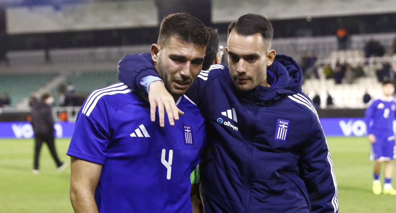 Ο Αλέξης Καλογερόπουλος ξέσπασε σε κλάματα μετά το τέλος της αναμέτρησης με τη Γερμανία / Πηγή: Intime