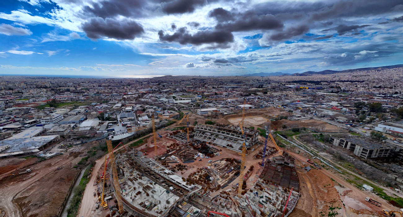Από ψηλά το σημείο του Βοτανικού που κατασκευάζεται το γήπεδο του Παναθηναϊκού / Πηγή: Intime