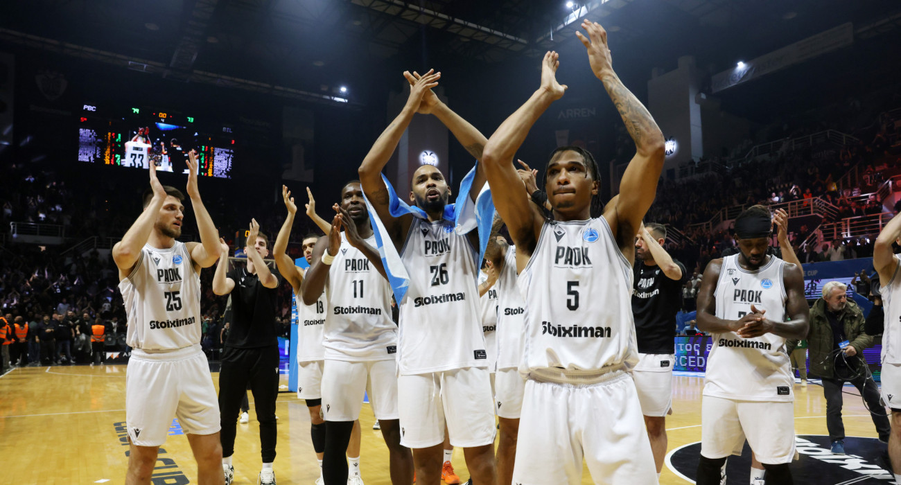 Οι παίκτες του ΠΑΟΚ πανηγυρίζουν τη μεγάλη νίκη επί της Μπιλμπάο / Πηγή: Eurokinissi