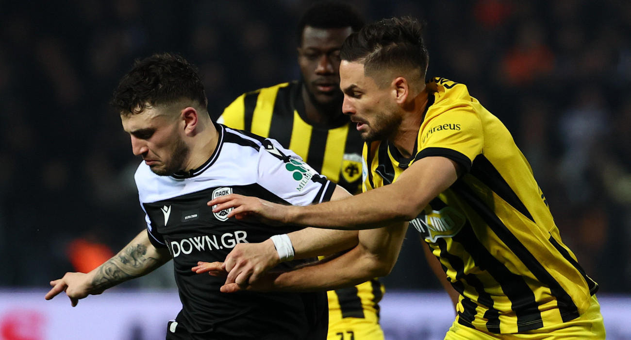 Ο Μιγιάτ Γκατσίνοβιτς και ο Χρήστος Ζαφείρης σε μονομαχία σε ΠΑΟΚ - ΑΕΚ / Πηγή: Eurokinissi