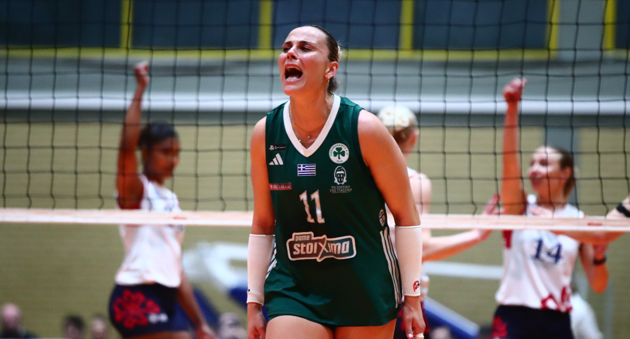 Η Λαμπρινή Κωνσταντινίδου πανηγυρίζει στον πρώτο τελικό του Παναθηναϊκού με τον ΖΑΟΝ / Πηγή: Eurokinissi