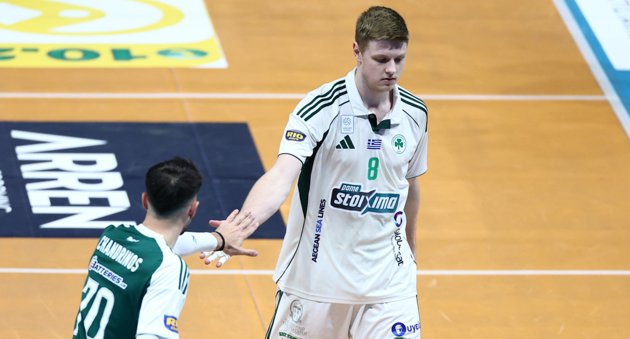 Χανδρινός και Νίλσεν στον δεύτερο τελικό του Παναθηναϊκού με τον ΠΑΟΚ στη Novibet Volley League / Πηγή: Eurokinissi