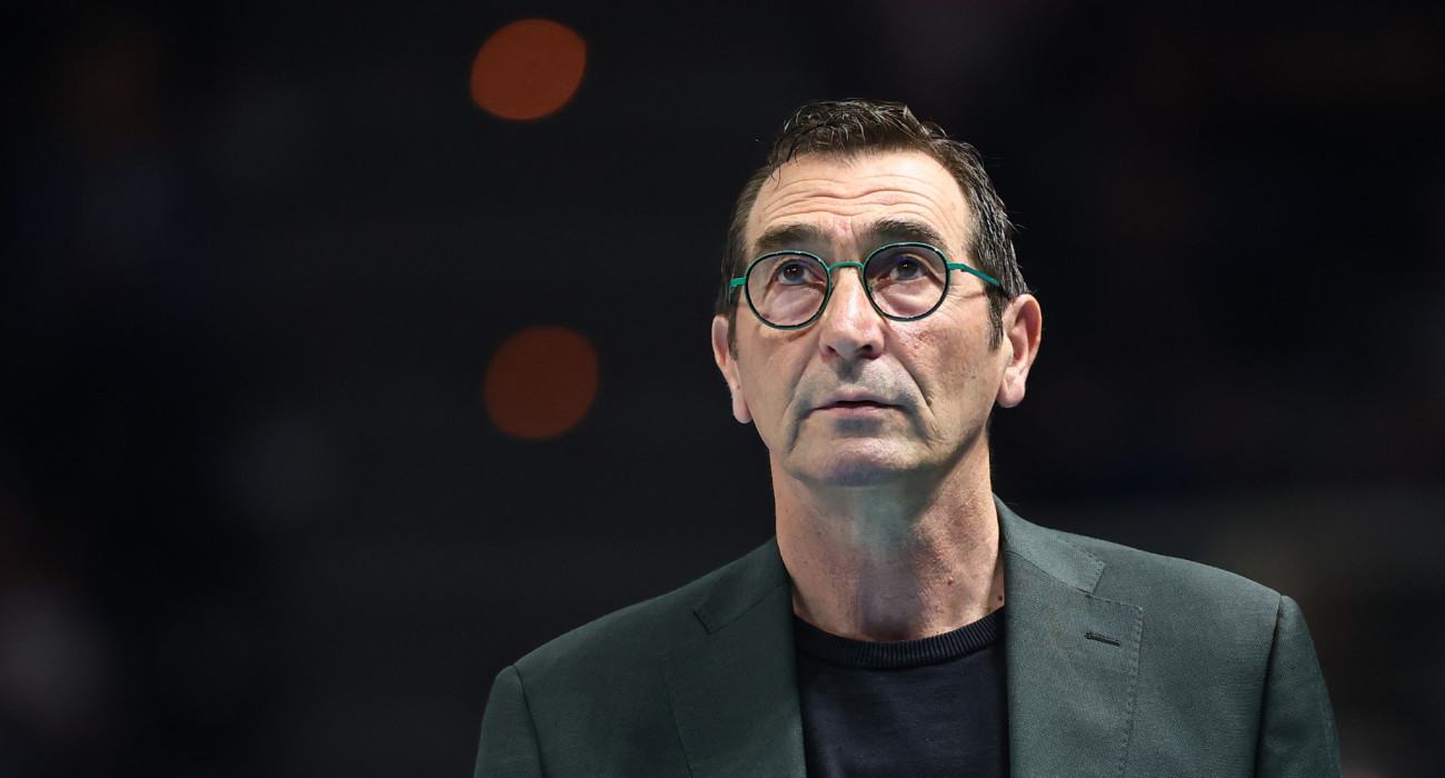 Ο Δημήτρης Ανδρεόπουλος στον δεύτερο τελικό του Παναθηναϊκού με τον ΠΑΟΚ στη Novibet Volley League / Πηγή: Eurokinissi