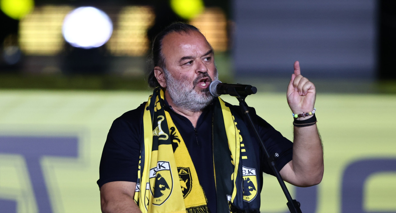 Ο Μάριος Ηλιόπουλος στη φιέστα της ΑΕΚ / Πηγή: Intime