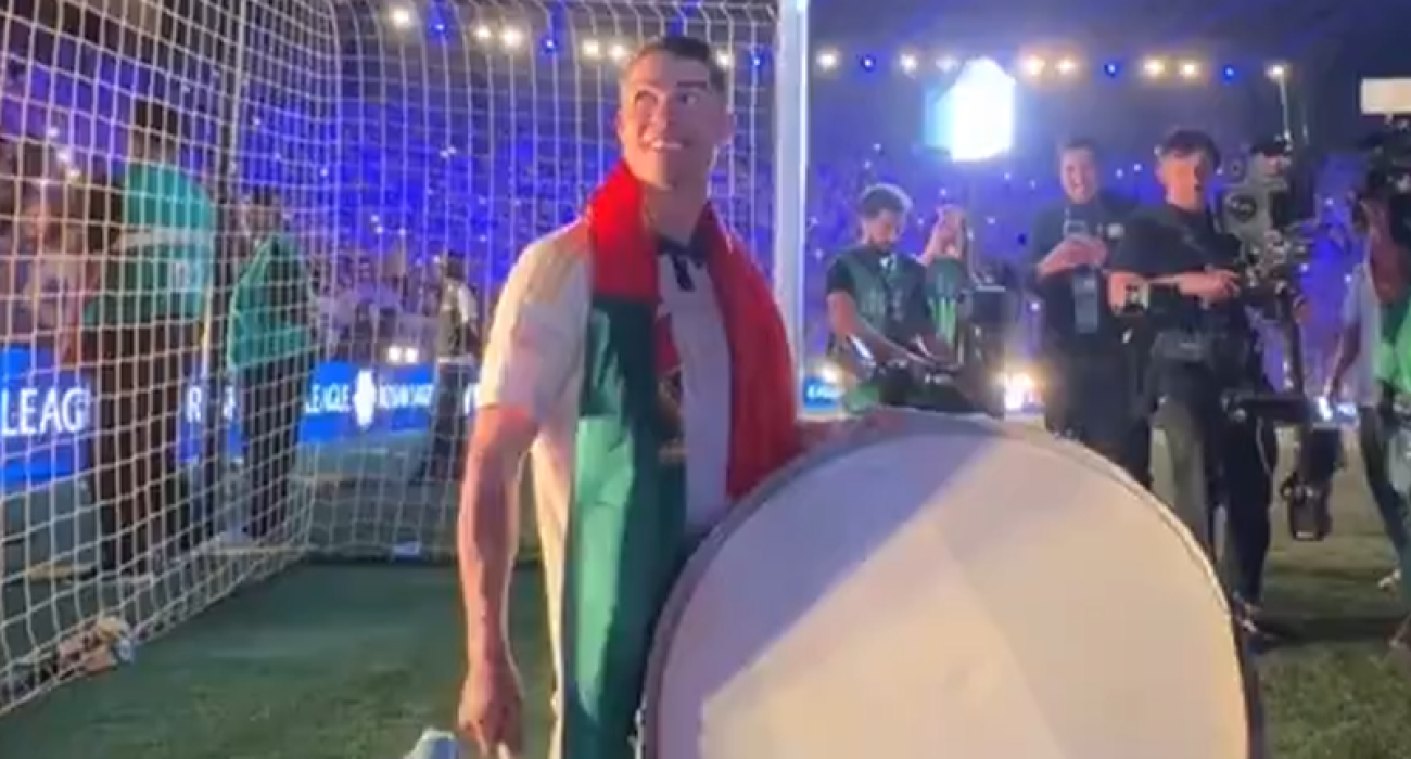 Ο Κριστιάνο Ρονάλντο Πήρε τύμπανο και έκανε κερκίδα με τους οπαδούς / Screenshot