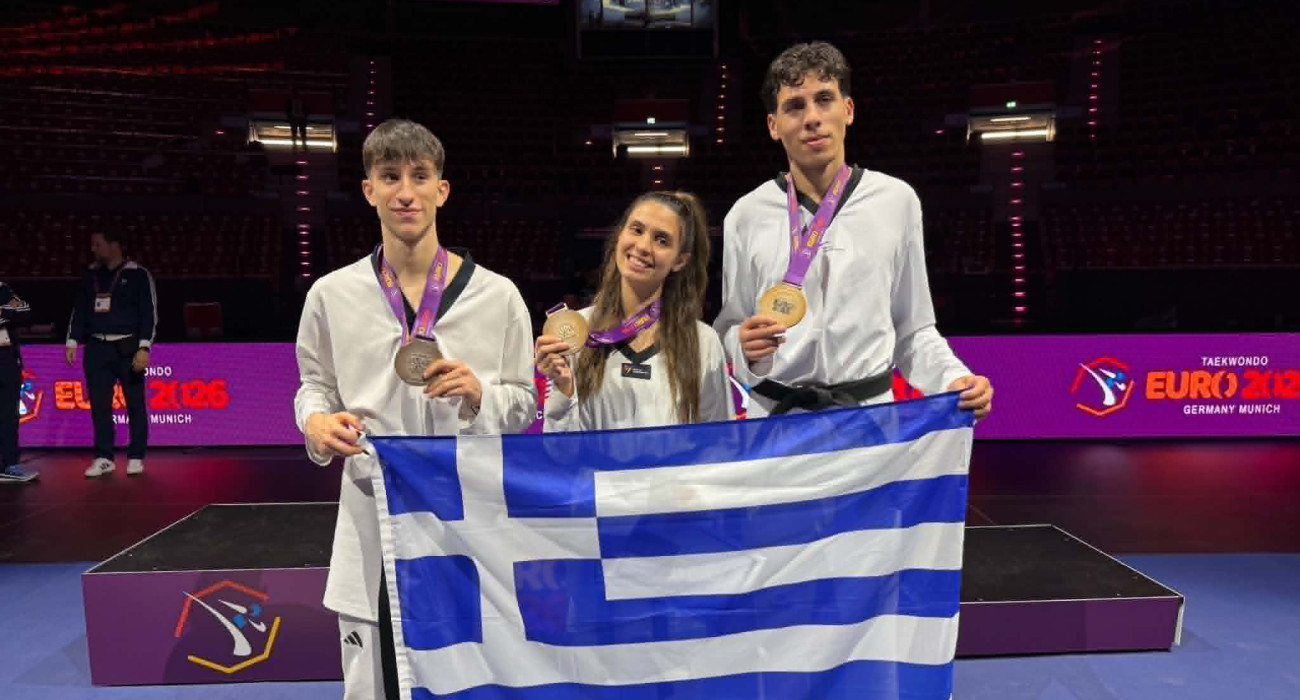 Δημητρόπουλος, Κλακαλά και Παπαδόπουλος με τα χάλκινα μετάλλια στο Ευρωπαϊκό Α/Γ / Πηγή: ΕΛΟΤ