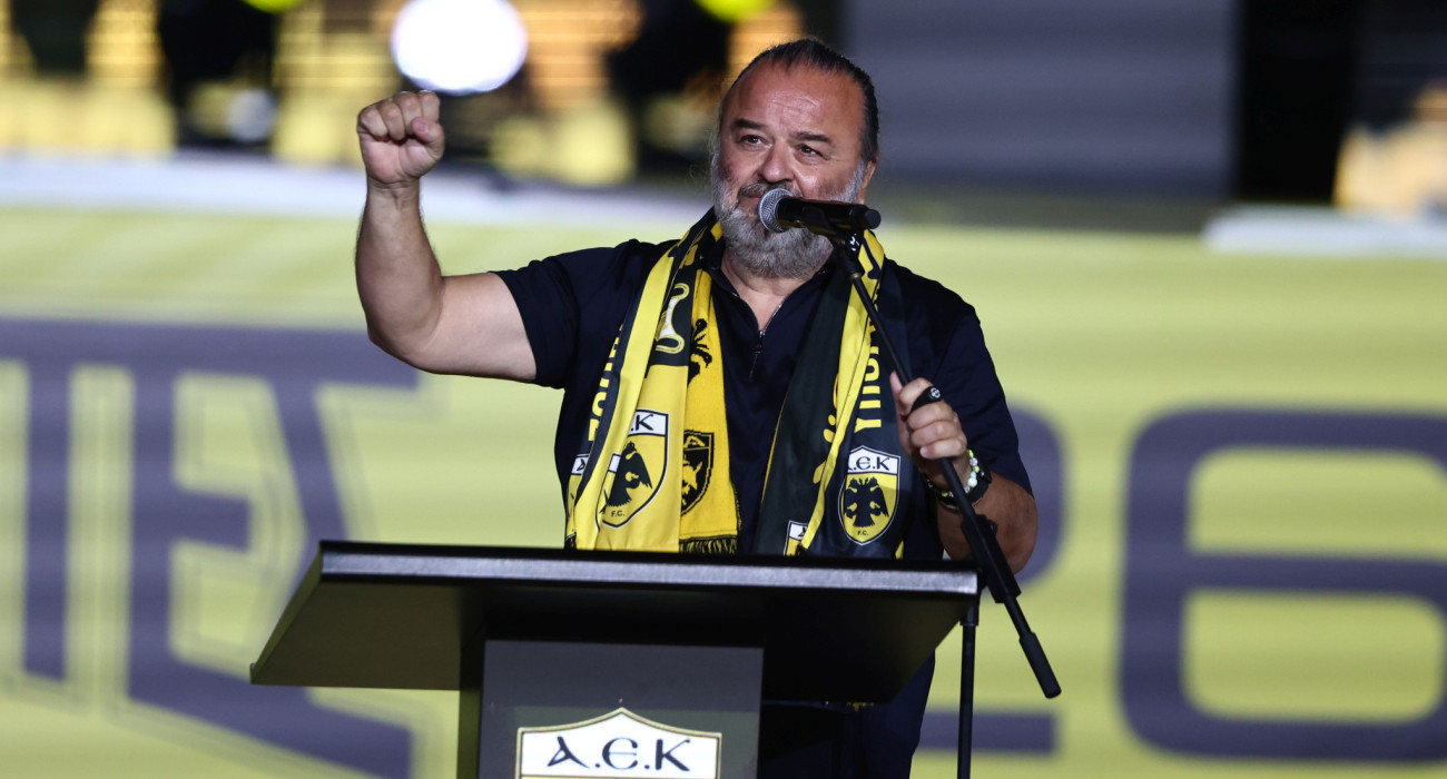 Ο Μάριος Ηλιόπουλος στη φιέστα της ΑΕΚ / Πηγή: Intime