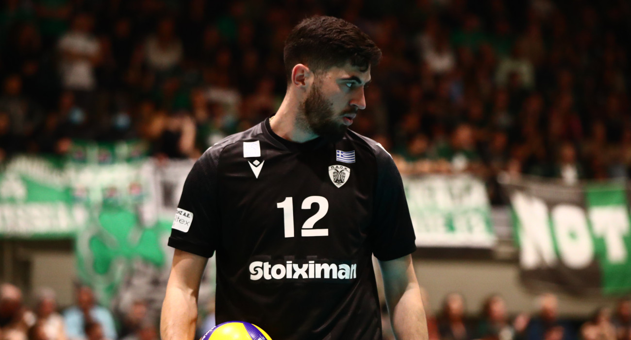 Ο Νικολάι Κόλεφ στους τελικούς της Novibet Volley League του ΠΑΟΚ με τον Παναθηναϊκό / Πηγή: Eurokinissi