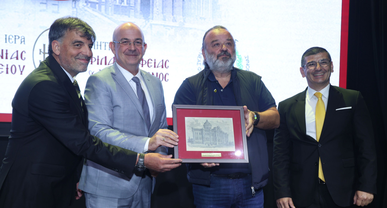 Ο Μάριος Ηλιόπουλος στην εκδήλωση της ΠΑΕ ΑΕΚ προς τιμήν της Μεγάλης του Γένους Σχολής / Πηγή: Intime