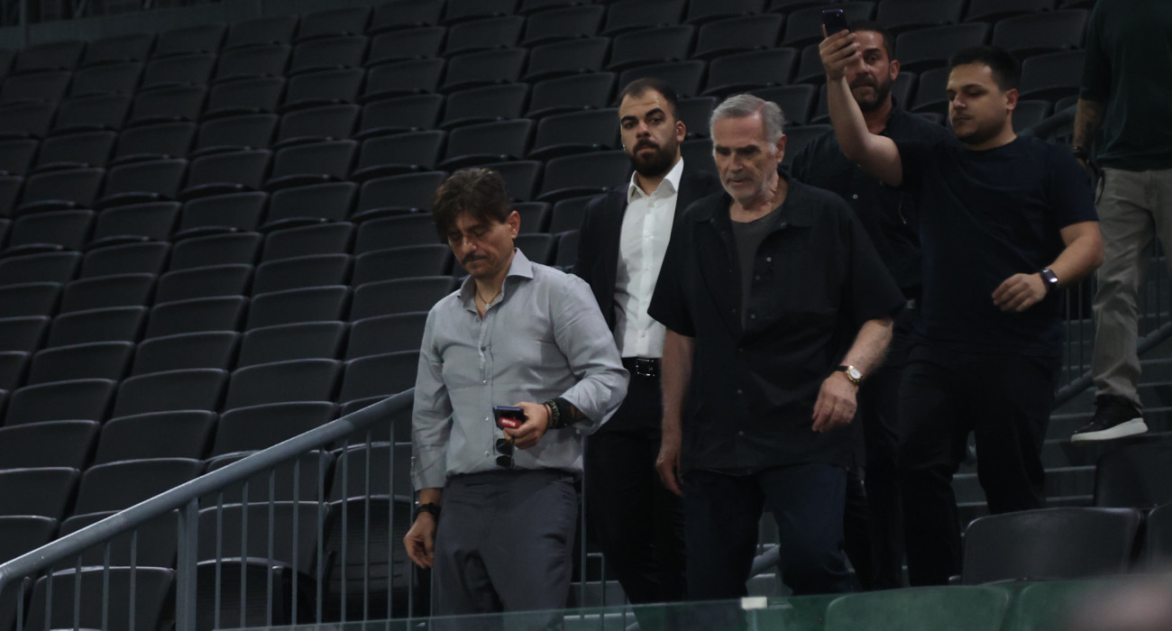 Ο Δημήτρης Γιαννακόπουλος κατά την άφιξή του στο ΟΑΚΑ/ Πηγή: Intime