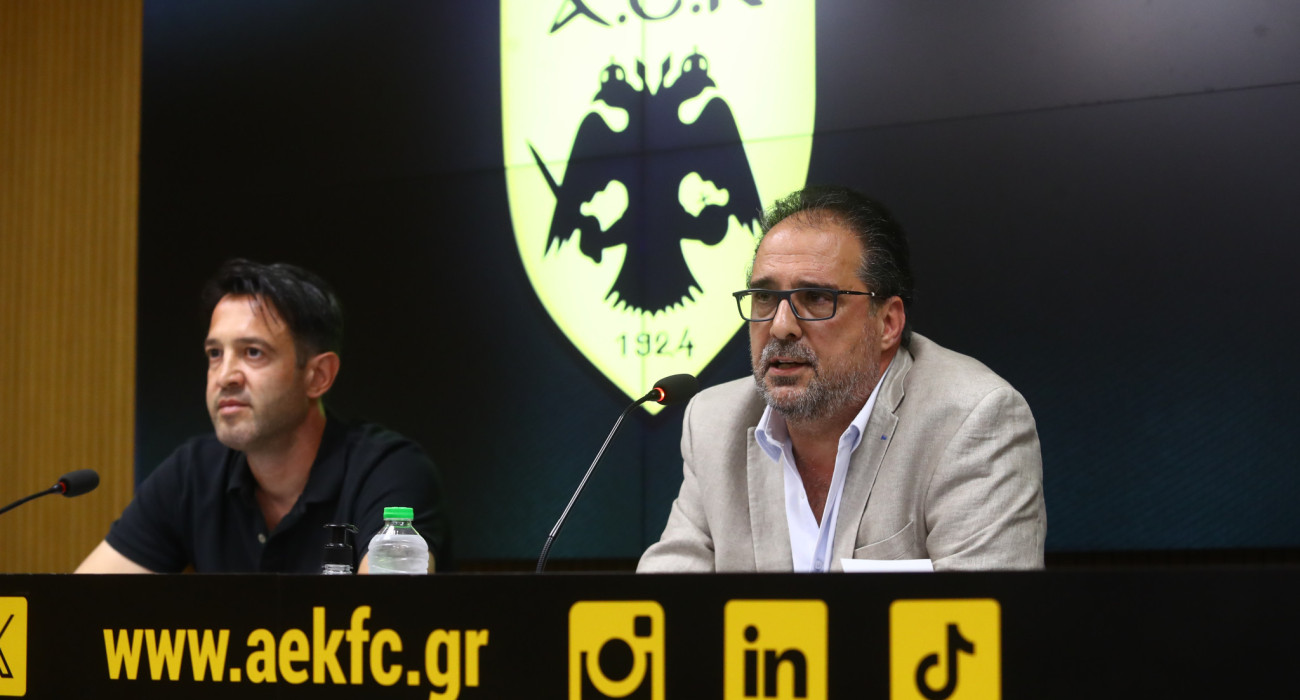 Στιγμή από τη Συνέντευξη Τύπου του Προέδρου της Ερασιτεχνικής ΑΕΚ / Πηγή: Eurokinissi