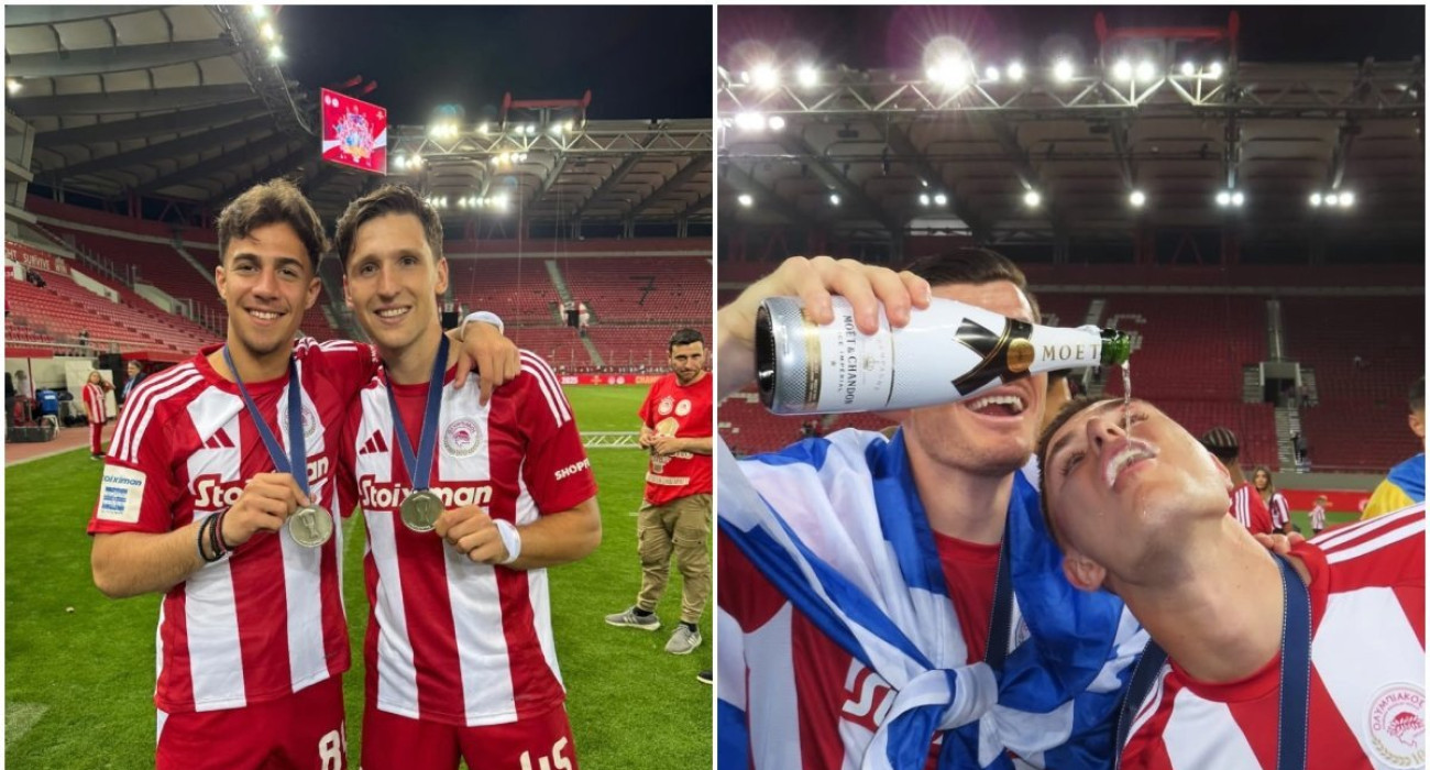 Απονομή, selfie, σαμπάνιες: Ετσι έζησαν οι παίκτες του Ολυμπιακού την κατάκτηση του πρωταθλήματος