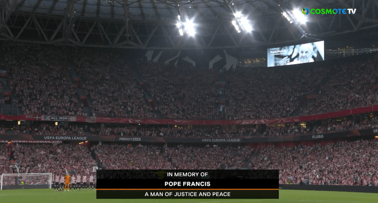 Στο Μπιλμπάο ανακοινώθηκε ενός λεπτού στη μνήμη του Πάπα αλλά ο κόσμος τραγουδούσε (video)