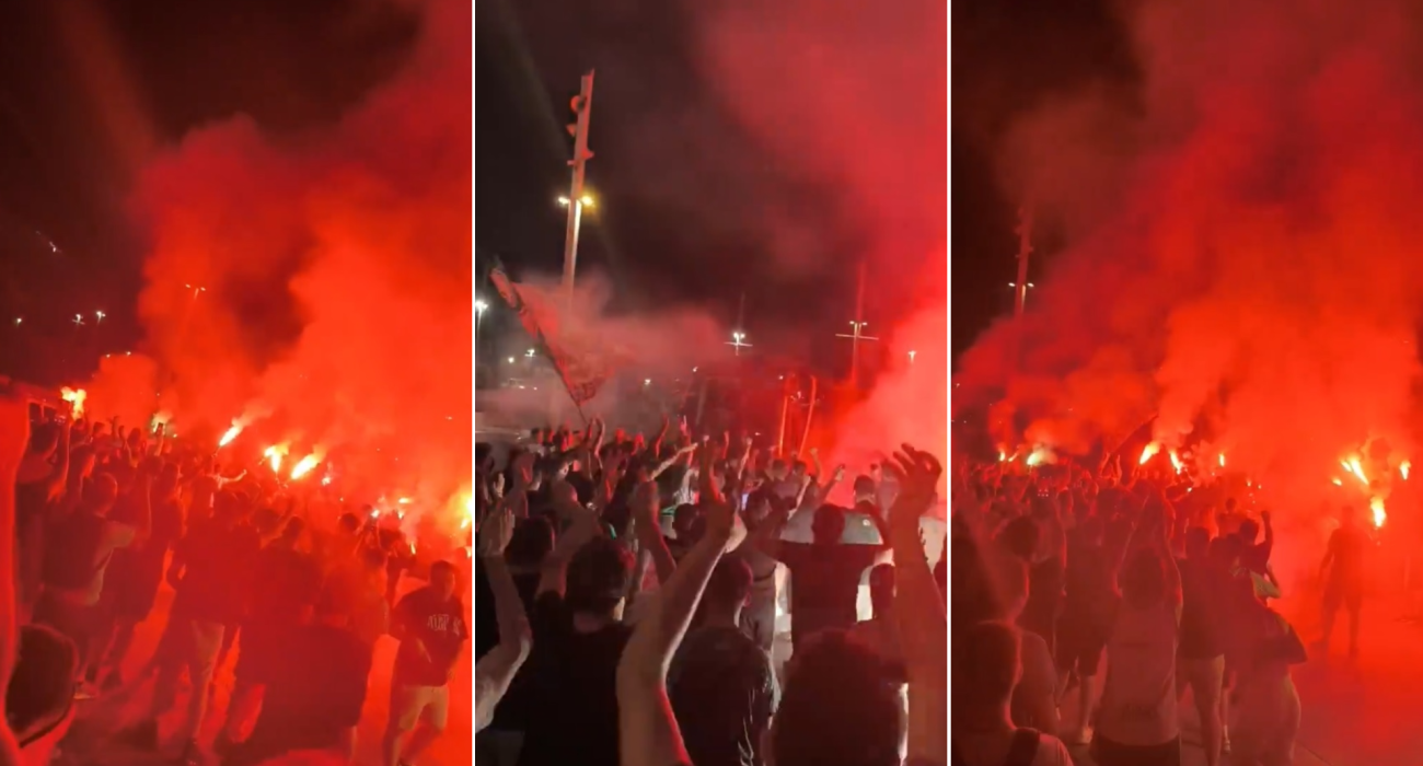 Υποδοχή στο ΟΑΚΑ από εκατοντάδες φίλους του Παναθηναϊκού - Δείτε βίντεο