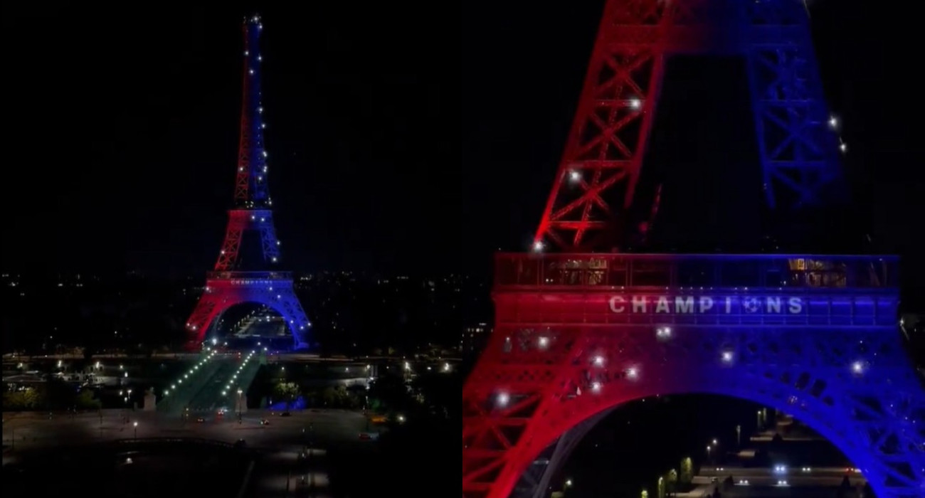 Στα χρώματα της Παρί Σεν Ζερμέν ο Πύργος του Άιφελ (video)
