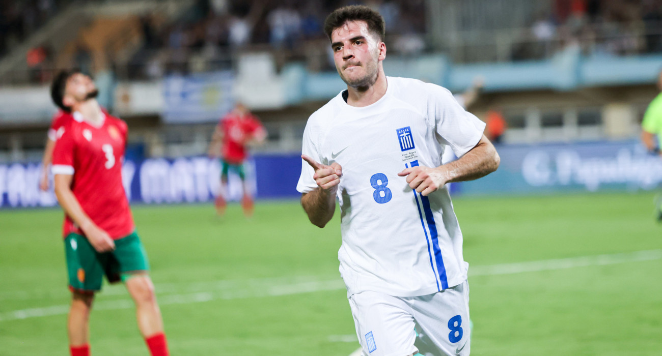 Ο Φώτης Ιωαννίδης, λίγο μετά το γκολ που σημείωσε στο φιλικό της Εθνικής Ελλάδας με τη Βουλγαρία - ΠΗΓΗ: Eurokinissi