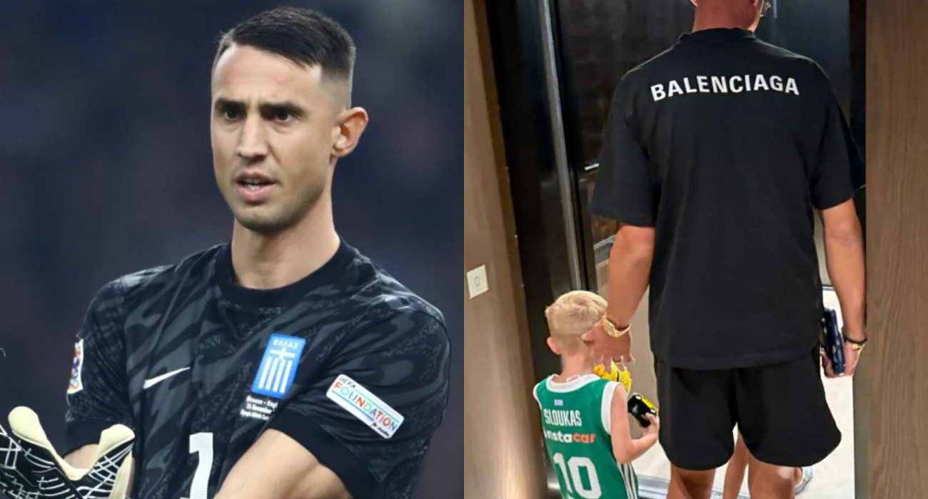 Ο Βλαχοδήμος junior στο πλευρό του μπαμπά του με φανέλα του Κώστα Σλούκα