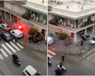 Οπαδικό επεισόδιο στη Θεσσαλονίκη – Επίθεση με αναμμένο πυρσό και γροθιές (vid)