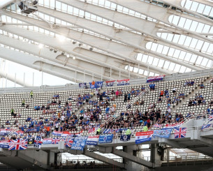 Πήραν θέση στο πάνω διάζωμα του ΟΑΚΑ οι οπαδοί της Ρέιντζερς (pic,vid)