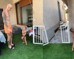 Ο Ακίλε Πολονάρα απολαμβάνει τις στιγμές και παίζει μπάσκετ μαζί με τον γιο του (video)