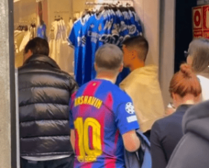 Ο Αρσάβιν ξεσήκωσε θύελλα αντιδράσεων με φανέλα της Μπαρτσελόνα στην μπουτίκ της Ρεάλ Μαδρίτης (video)