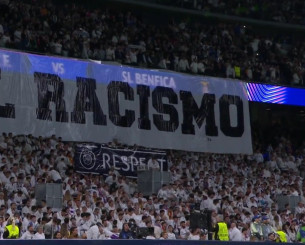 Πανό κατά του ρατσισμού στο «Μπερναμπέου» πριν το Ρεάλ Μαδρίτης-Μπενφίκα (video)